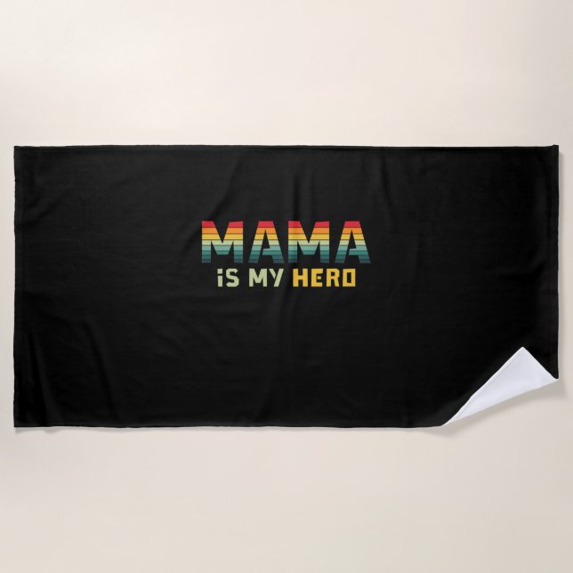 Serviette De Plage Mère Cadeau Mama est mon héros (Devant)