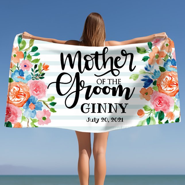 Serviette De Plage Mère de la pièce personnalisée (Mother of the Groom Personalized Beach Towel)