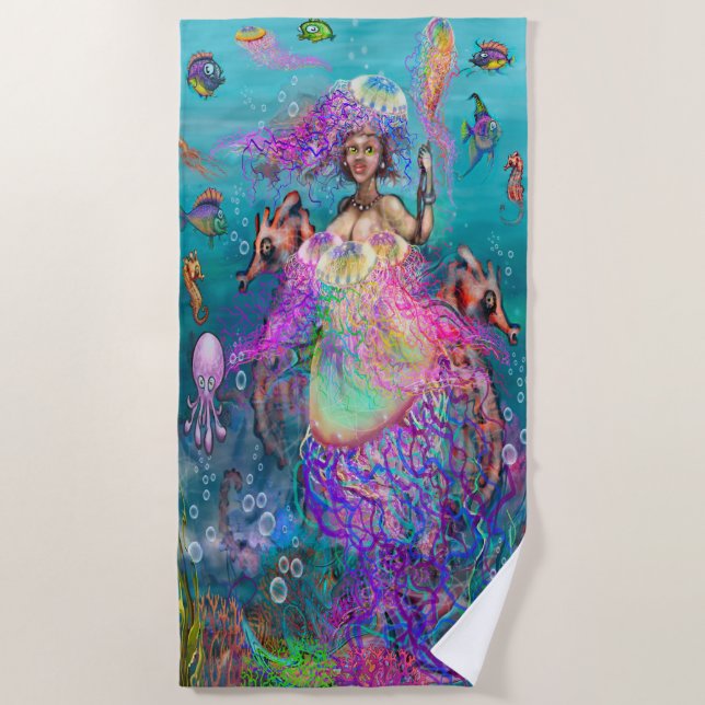 Serviette de plage Mermaid Jellyfish (Devant)