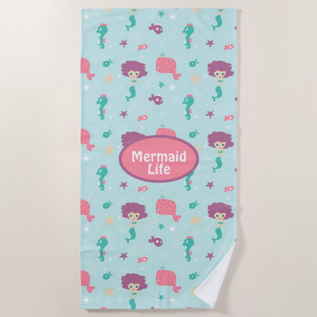 Serviette de plage Mermaid Life (Devant)