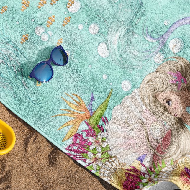 Serviette De Plage Mermaid Mignonne éco-étoile personnelle (Créateur téléchargé)