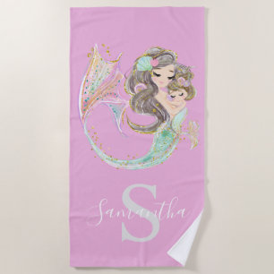 SERVIETTE DE PLAGE MERMAIN SOUS LA ROSE MARINE