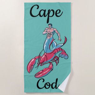 Serviette De Plage Merman Riding Lobster Beach Towne