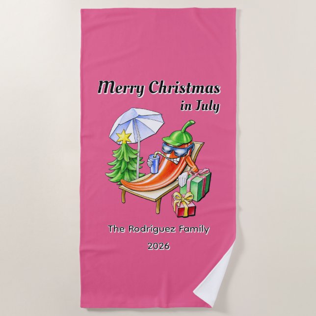 Serviette De Plage Merry Christmas in July Custom Family Summer Party (Devant)