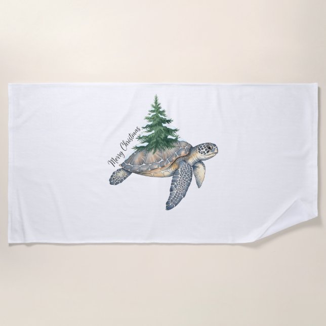 Serviette De Plage Merry Christmas Sea Turtle (Devant)