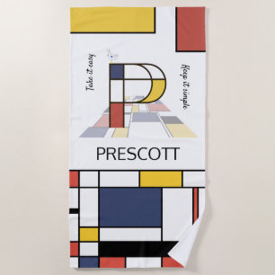 Serviette De Plage Merveilleux Neoplasticisme Art Monogramme. Lettre 