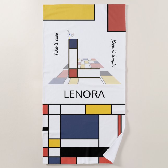 Serviette De Plage Merveilleux Neoplasticisme Art Monogramme. Lettre  (Devant)