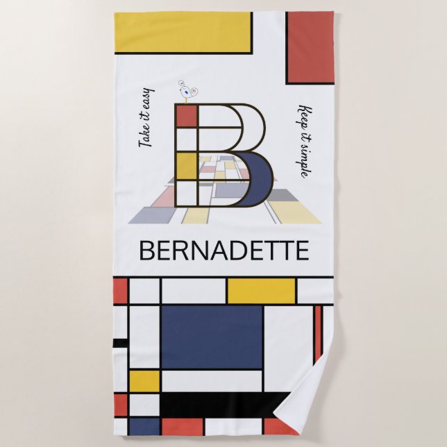 Serviette De Plage Merveilleux Neoplasticisme Art Monogramme. Lettre  (Devant)