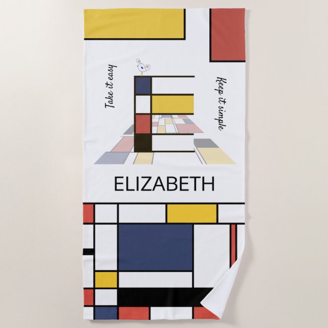 Serviette De Plage Merveilleux Neoplasticisme Art Monogramme. Lettre  (Devant)