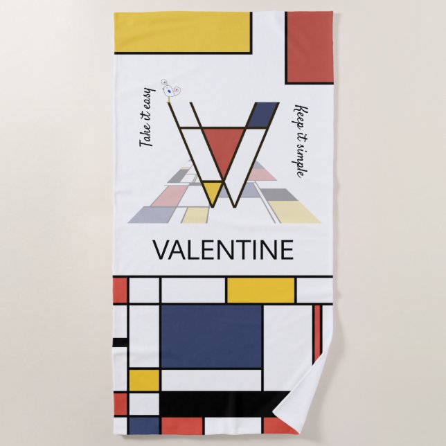 Serviette De Plage Merveilleux Neoplasticisme Art Monogramme. Lettre  (Devant)