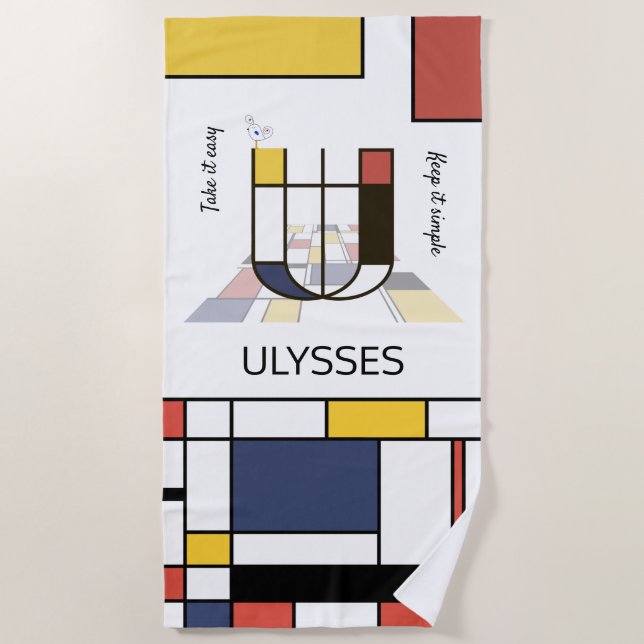 Serviette De Plage Merveilleux Neoplasticisme Art Monogramme. Lettre  (Devant)