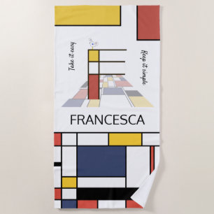 Serviette De Plage Merveilleux Neoplasticisme Art Monogramme. Lettre 