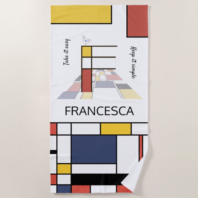 Serviette De Plage Merveilleux Neoplasticisme Art Monogramme. Lettre  (Devant)