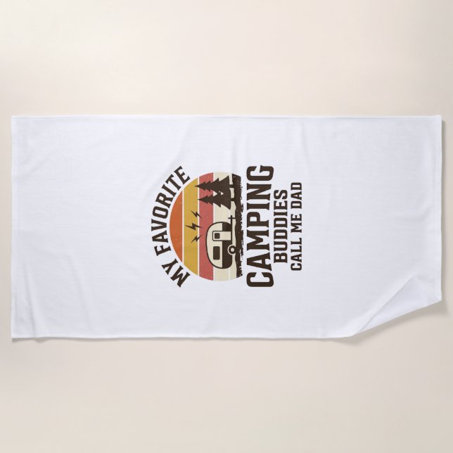 Serviette De Plage Mes copains de camping préférés m'appellent Papa V (Devant)