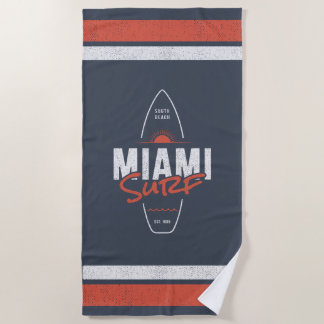 Serviette De Plage Miami Surf – Conception de planche de surf vintage