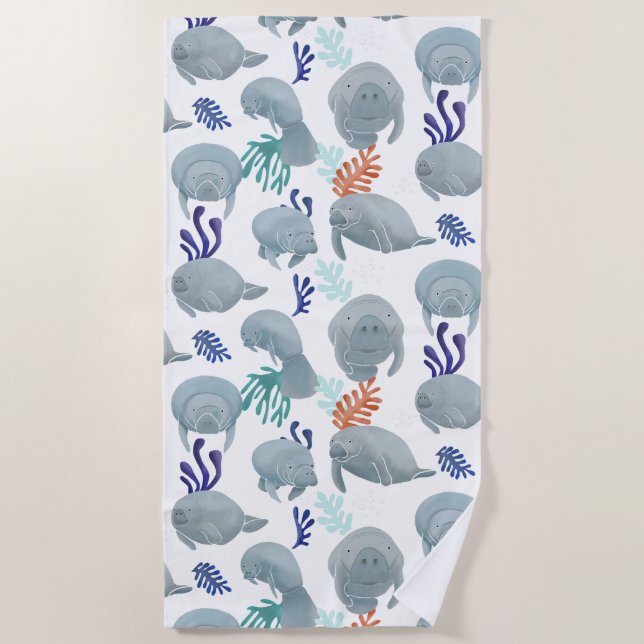 Serviette De Plage Mignées Manates Avec Motif Bulles (Devant)