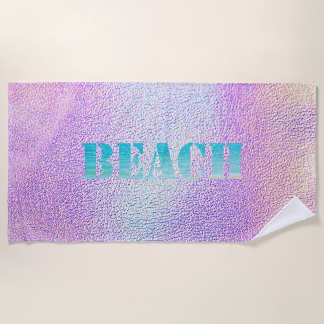 Serviette De Plage Mignon  Cool Élégant Plage Holographique (Devant)