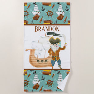 Serviette De Plage mignon pirate ajouter nom enfants