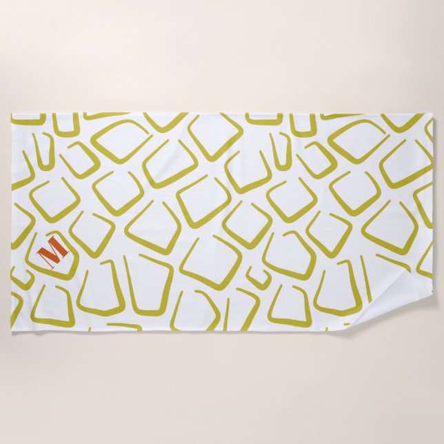 Serviette de plage mignonne blanche verte pour la  (Devant)