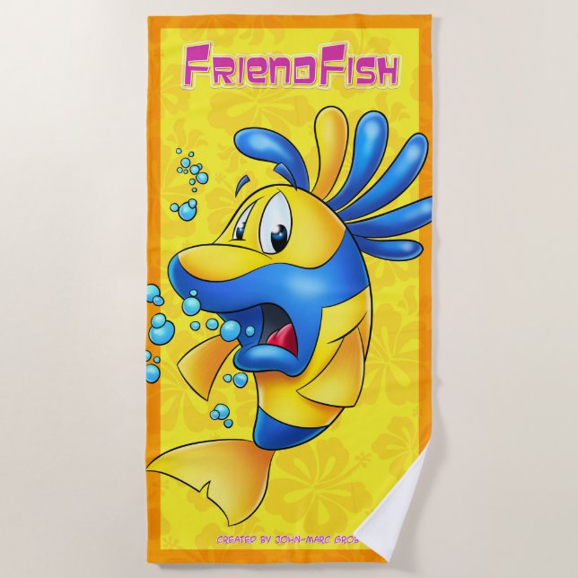 Serviette de plage mignonne de poissons de bande (Devant)