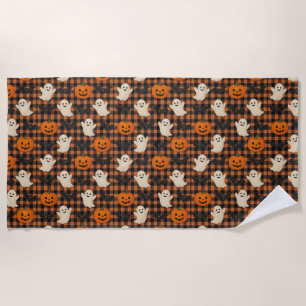 Serviette De Plage Mignonne, en vichy halloween fantôme chauves-souri