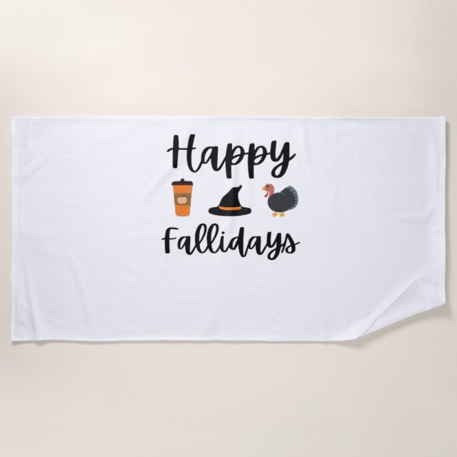 Serviette De Plage Mignonne saison d'automne Joyeux Fallidays Thanksg (Devant)