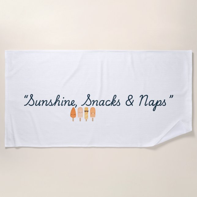 Serviette de plage mignonne Sunshine Snacks et sie (Devant)
