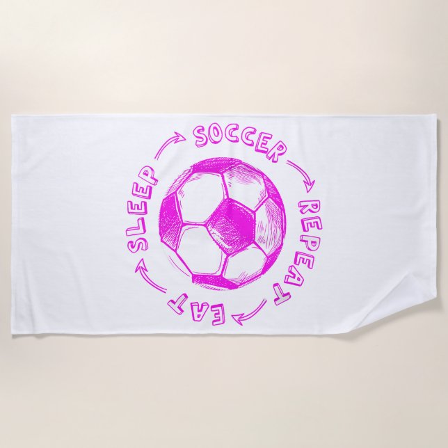 Serviette De Plage Mignonnes Filles Mangent Sleep Soccer Répéter - Jo (Devant)