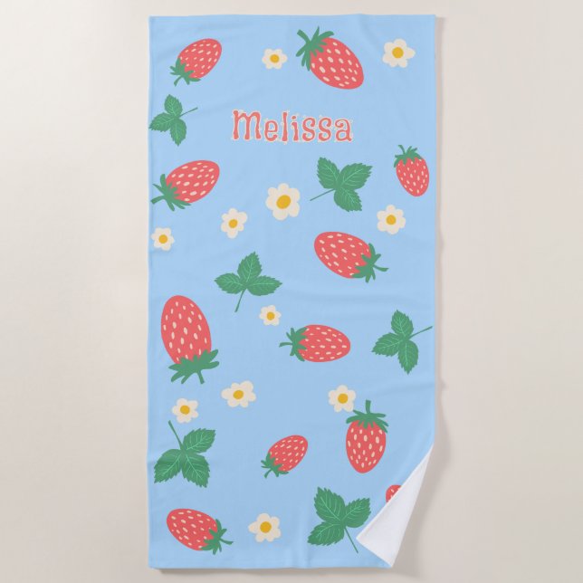 Serviette De Plage Mini Fleur de Fraisier Personnalisée  (Devant)