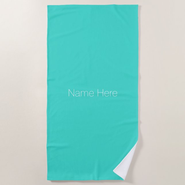 Serviette De Plage Mini turquoise nom personnalisé monogramme (Devant)