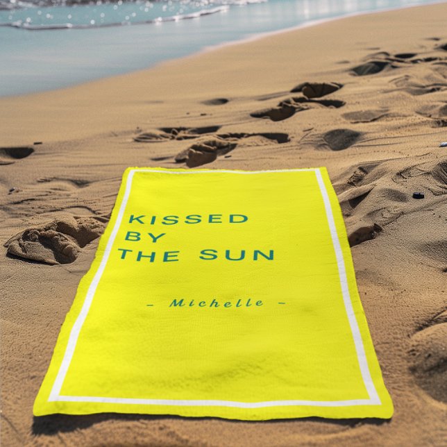 Serviette De Plage Minimalist Personalized Kissed by the Sun (Créateur téléchargé)