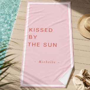 Serviette De Plage Minimaliste Personnalisé Embrassé par le Soleil
