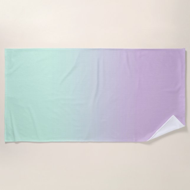 Serviette De Plage Mint Esthétique Pastel Et Ombre Gradient Lilac (Devant)