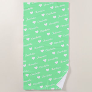 Serviette De Plage Mint Green Nom Motif Summer Vibes Beach Towne