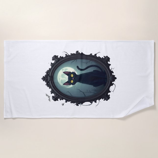 Serviette De Plage Miroir de chat hanté (Devant)