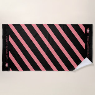 Serviette De Plage Miss America Coral Stripe Crown Beach