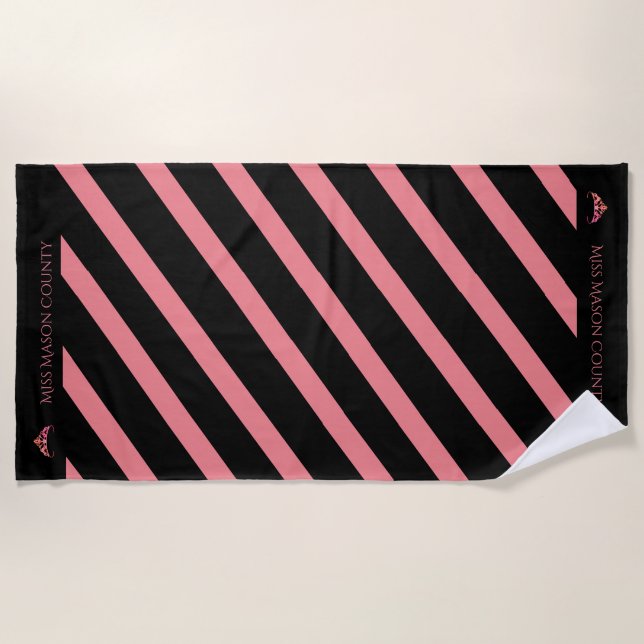 Serviette De Plage Miss America Rodeo Coral Stripe Crown Beach Servie (Devant)
