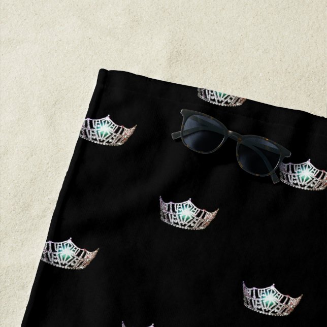 Serviette De Plage Miss America Silver Crown Beach Towel (En situation)