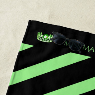 Serviette De Plage Miss USA Apple Green Stripe Crown Beach