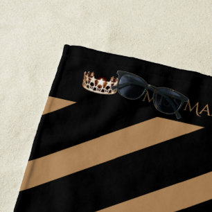Serviette De Plage Miss USA Mocha Stripe Crown Beach