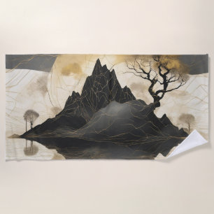 Serviette De Plage Misty Mountain Black & Gold