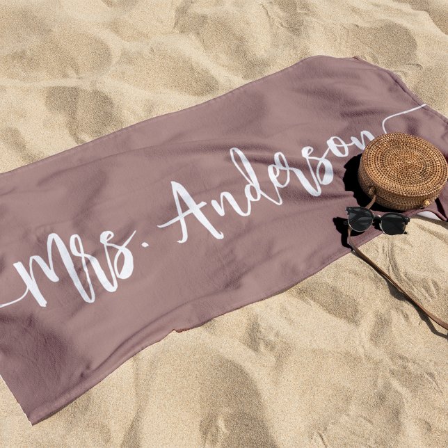 Serviette De Plage Mme Nouvelle Nom Mariée Lune de Miel (Créateur téléchargé)