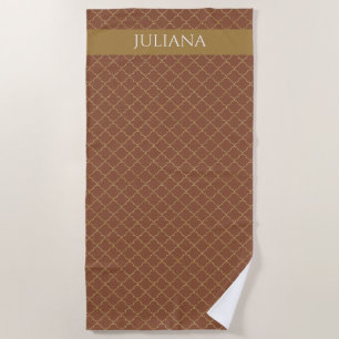 Serviette De Plage Mocha Gold Quatrefoil Personnalisé