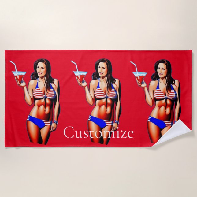 Serviette De Plage Modèle de conditionnement physique en bikini patri (Devant)
