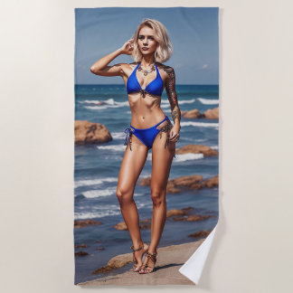 Serviette De Plage Modèle de plage pose en bikini Beach Towel