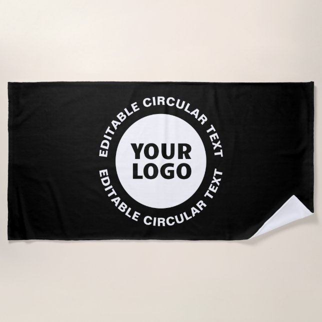 Serviette De Plage Modèle de texte circulaire éditable & votre logo (Devant)