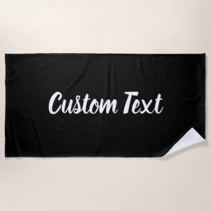 Serviette De Plage Modèle de texte de script noir et blanc simple