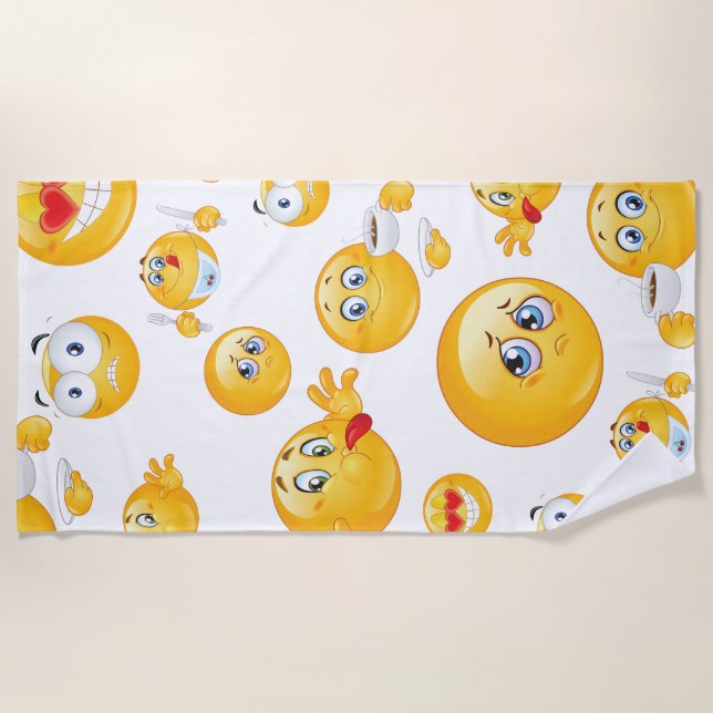 Serviette De Plage Modèle Emoji (Devant)