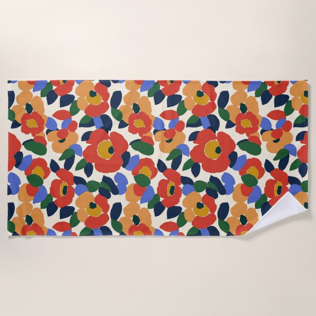 Serviette De Plage Modèle floral Abstrait en gras (Devant)