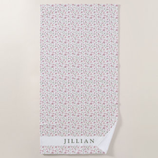 Serviette De Plage Modèle floral de la fille Coquette | Nom personnal